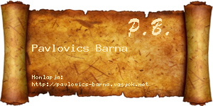 Pavlovics Barna névjegykártya